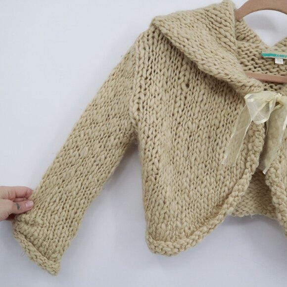 Convoy Wool Cardigan Womens L Beige L Boho Twee Rustic Twee Cottagecore Delicate - Picture 5 of 16